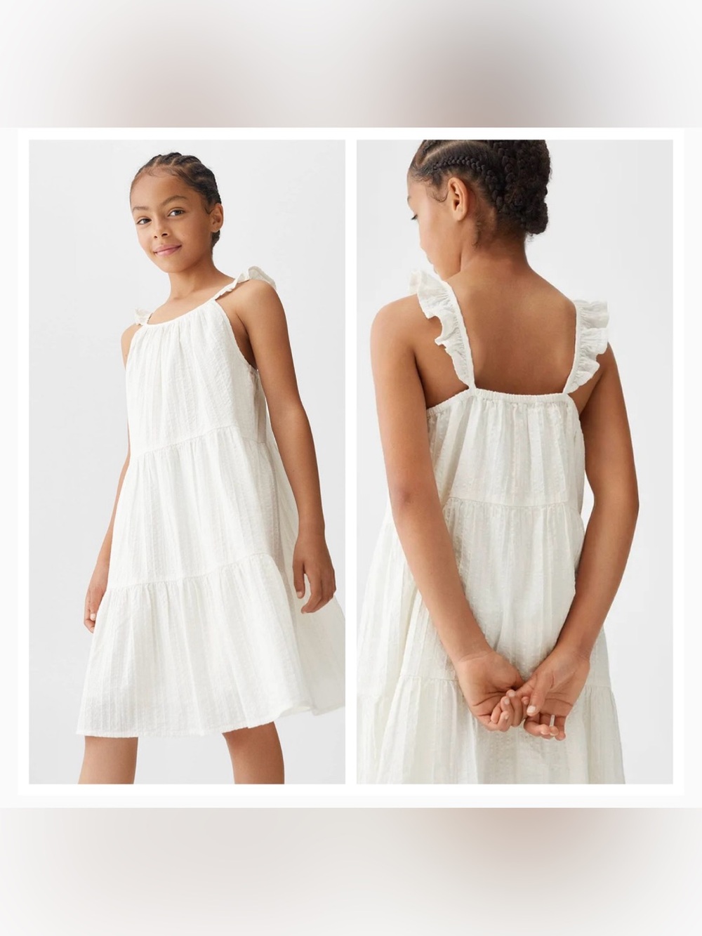 MNG ~ Mango Kids Flutter Detail Sleeve Pure Cotton A-Line Dress / Size 10 / NEW